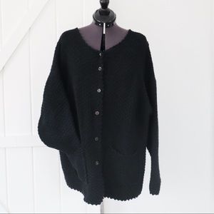 VINTAGE 90s cotton bouclée knit long cardigan sweater. Wear oversized or XL